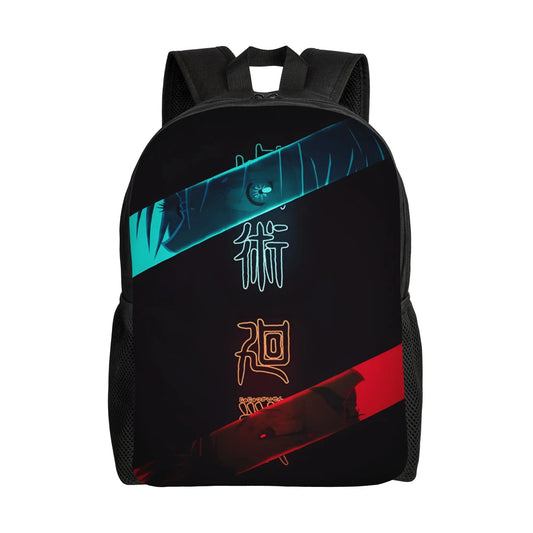 Sac à dos noir avec motifs néon multicolores et poche zippée frontale