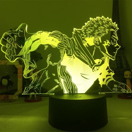 Lampe LED décorative à silhouette de démon sur socle rond noir