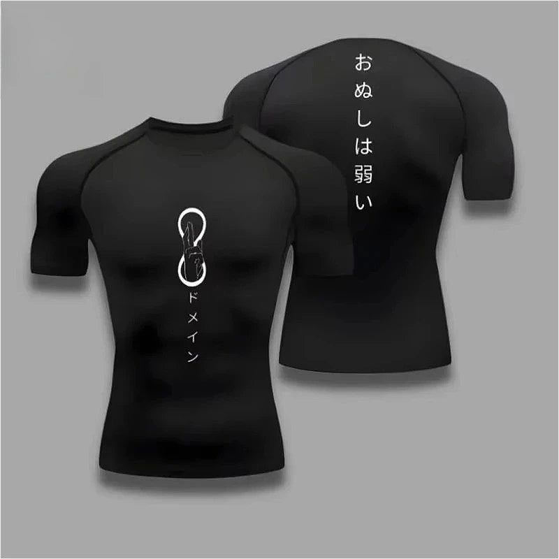 T-shirt Compression Jujutsu Kaisen Symbole infini Noir