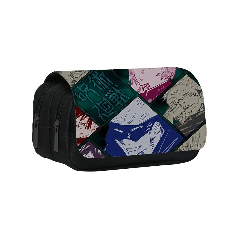 Trousse zippée noire mosaïque multicolore de personnages