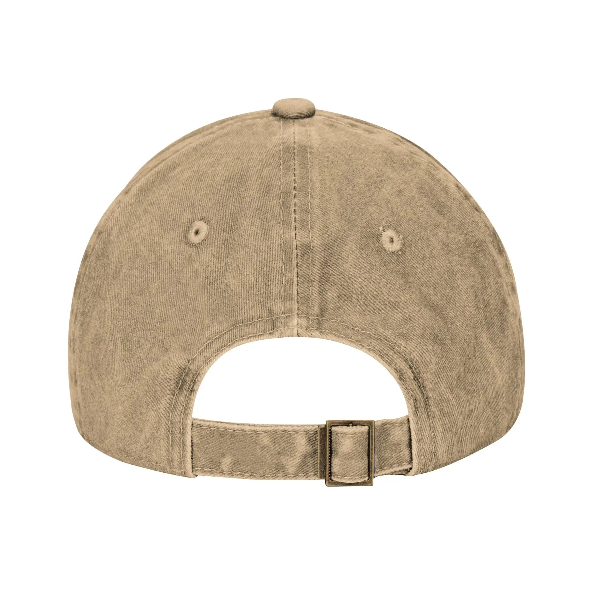 Casquette kaki vue arrière avec sangle réglable et boucle