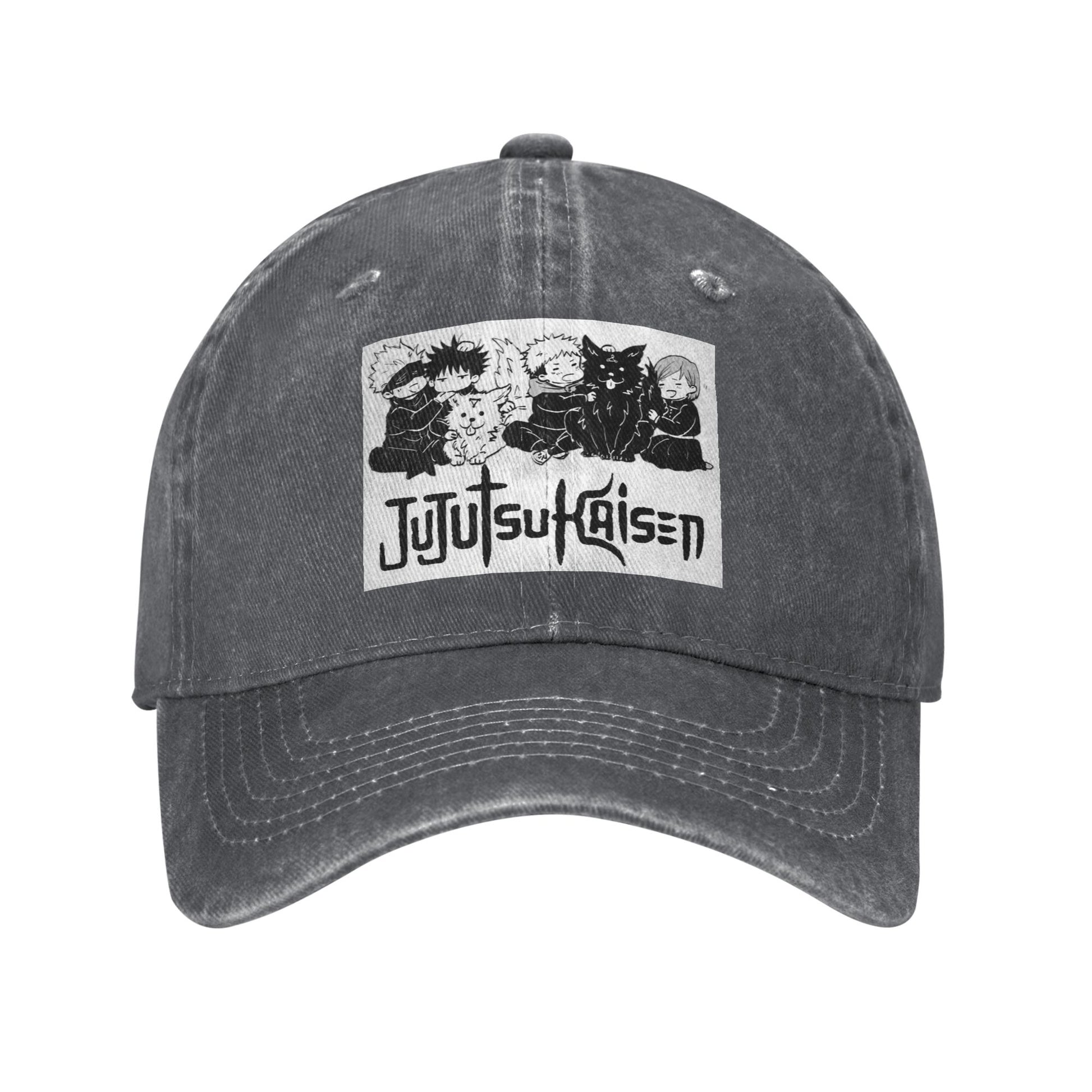 Casquette Jujutsu Kaisen bleu marine avec patch logo Kawai Clan Gojo devant