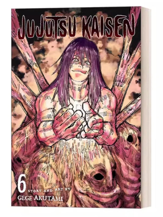 Jujutsu Kaisen Volume 6 English manga book, illustrated cover with purple-haired character