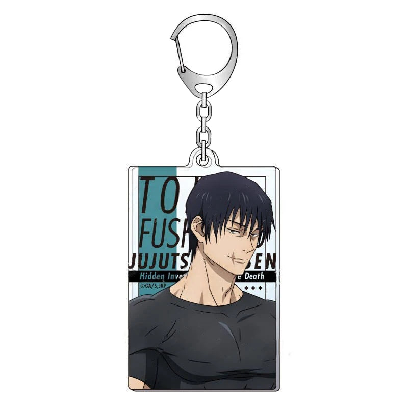 Porte-clé carré Jujutsu Kaisen avec portrait de Toji Fushiguro