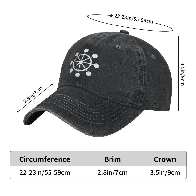Casquette noire Mahoraga avec visière courbée et surpiqûres autour du logo