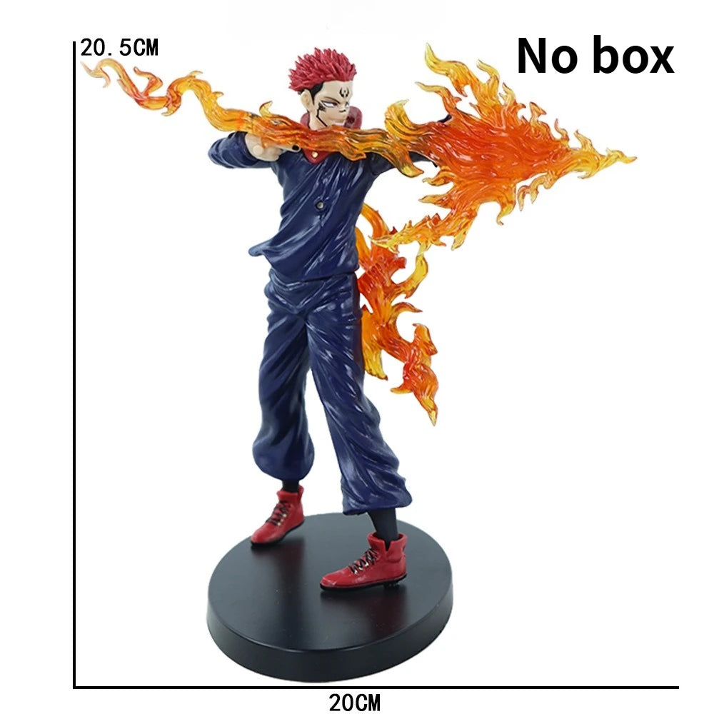 Figurine debout en tenue bleue, cheveux rouges, flammes orange; env. 20 cm