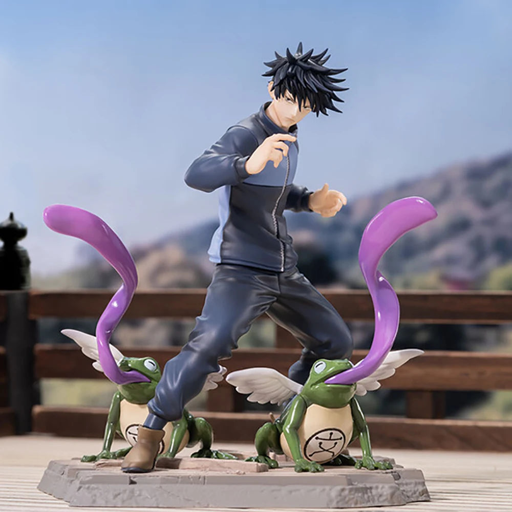Figurine en tenue bleue avec crapauds verts, ailes blanches et tentacules violettes