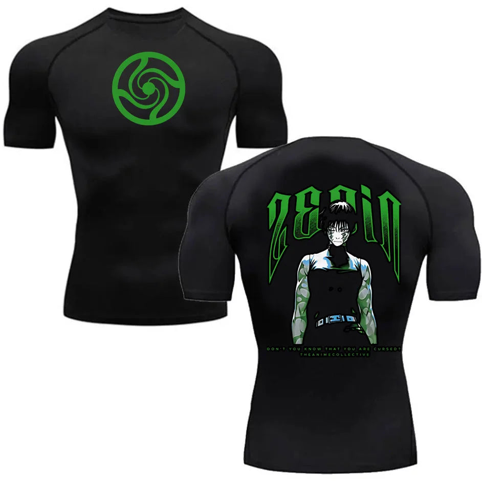 T-shirt Compression Jujutsu Kaisen Zenin Maki Logo Vert