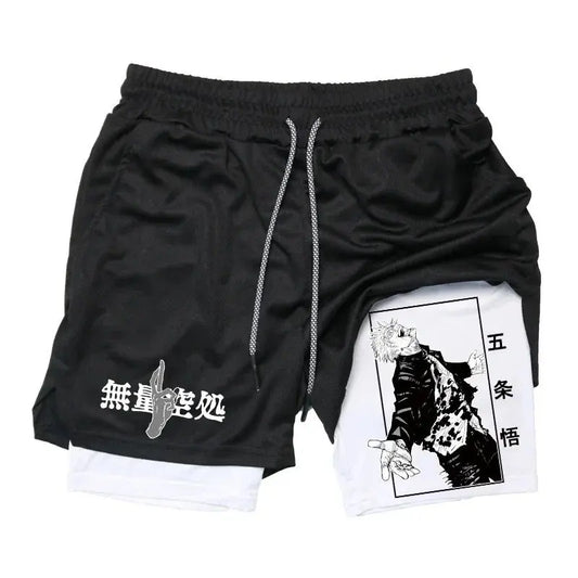Short noir avec cordon gris et imprimé graphique sur la jambe, ourlet court