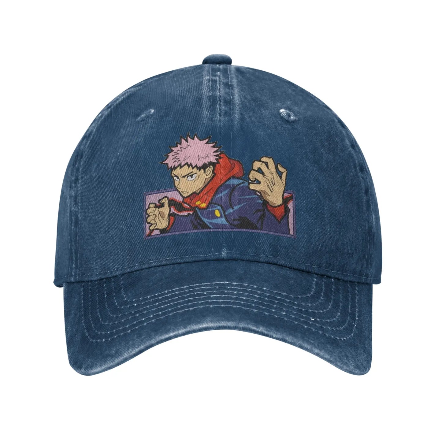Casquette bleu Yoji Itodori, coutures du bord et patch au centre