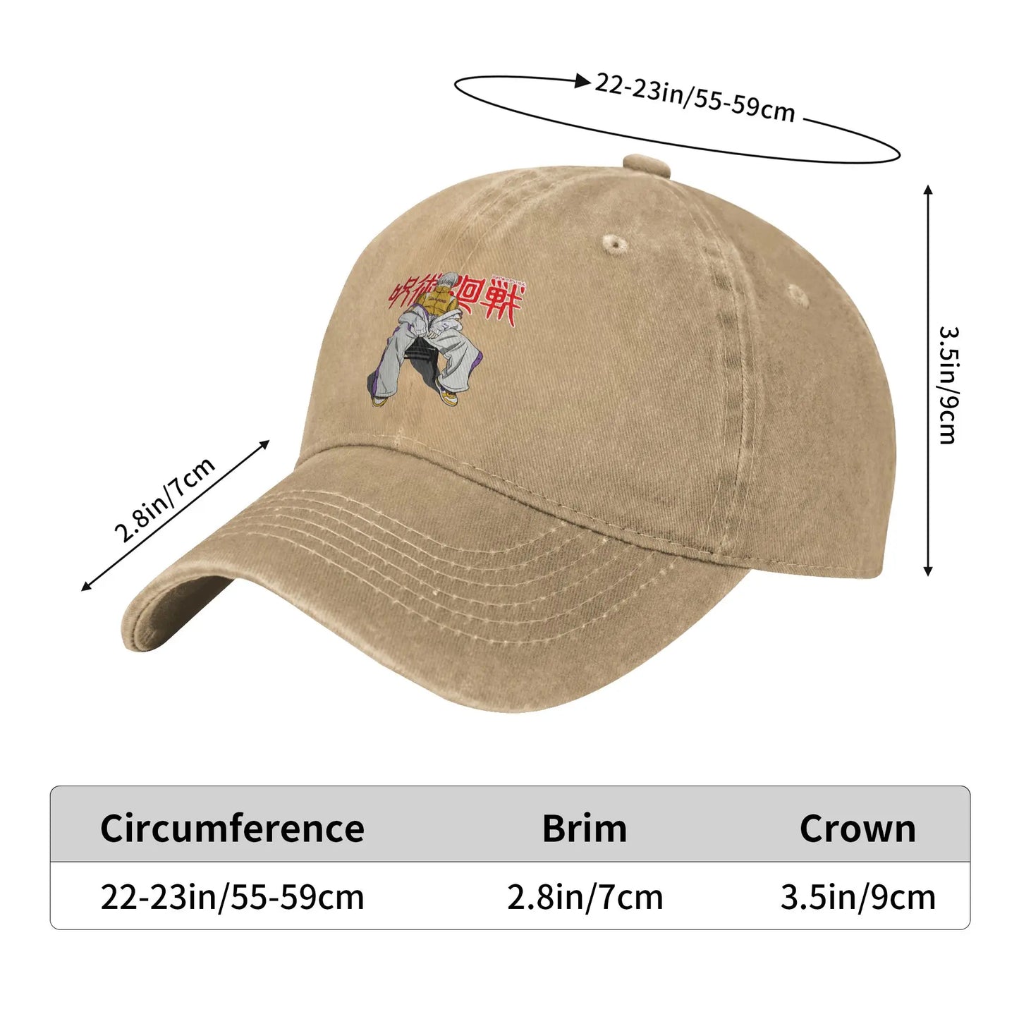 Casquette kaki Premium avec broderie Toge Inumaki; mesures 22–23 cm