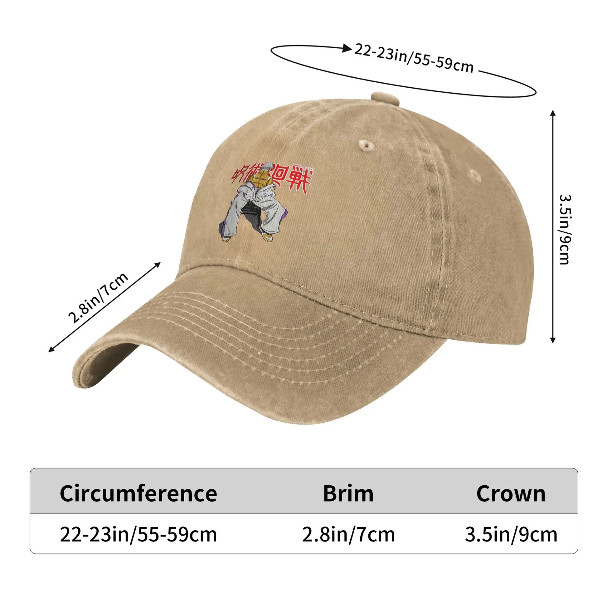 Casquette kaki Premium avec broderie Toge Inumaki; mesures 22–23 cm