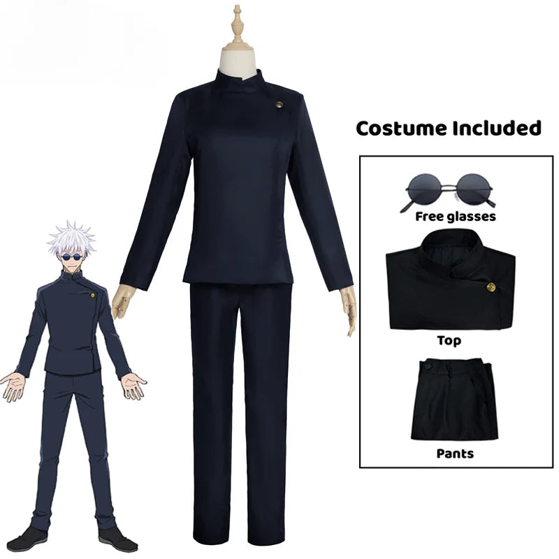 Ensemble de costume sombre sur mannequin : veste à col montant et pantalon long