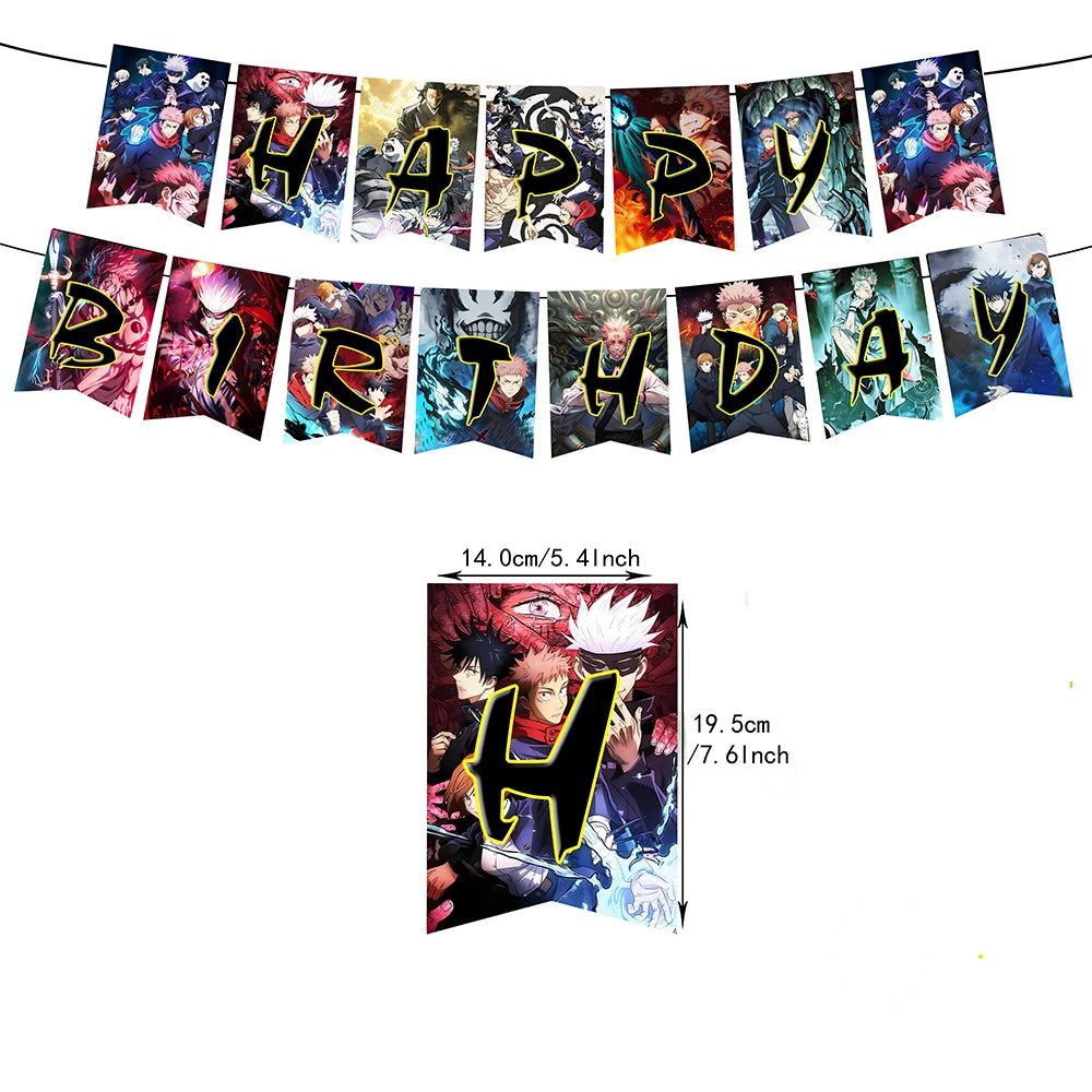 Bannière Jujutsu Kaisen avec lettre H multicolore