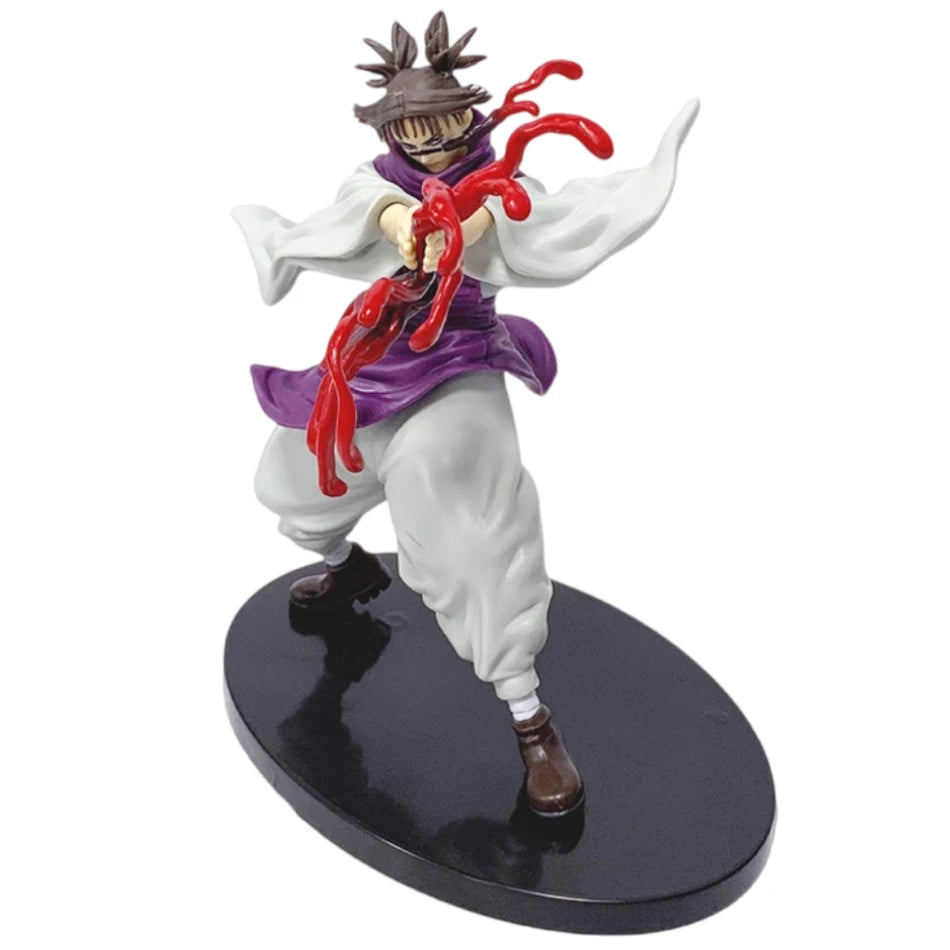 Figurine Choso, pose de face, tenue blanche et violet, tendrils rouges, socle noir.