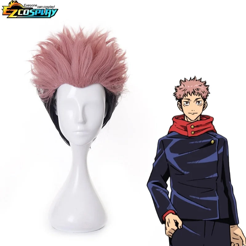 Perruque synthétique rose pâle, coupe courte ébouriffée sur bonnet noir