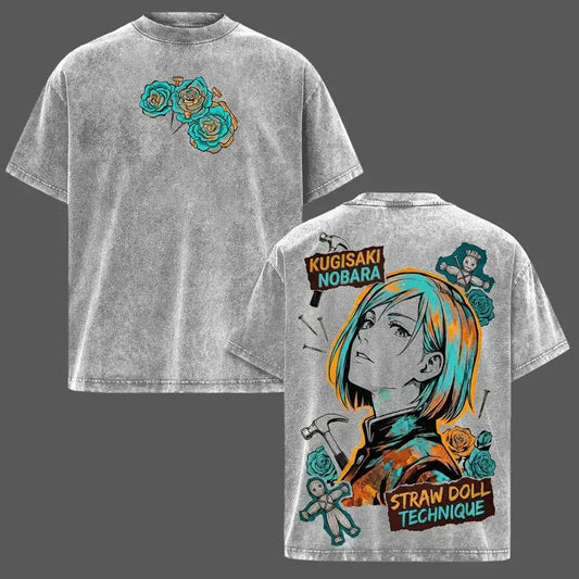 T-shirt Jujutsu Kaisen Nobara Fleurs Aura