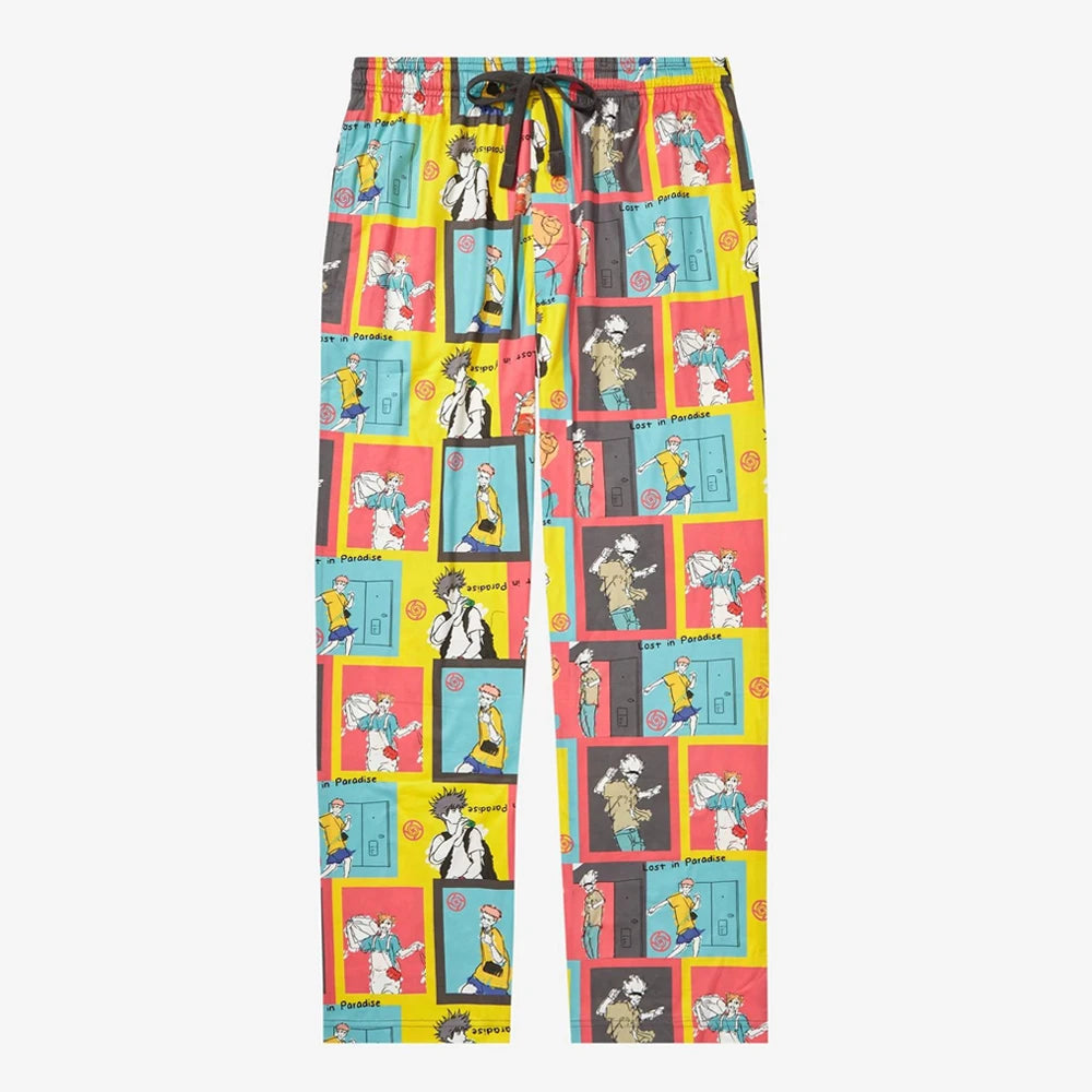 Pantalon de pyjama multicolore à motifs personnages, taille élastique et cordon