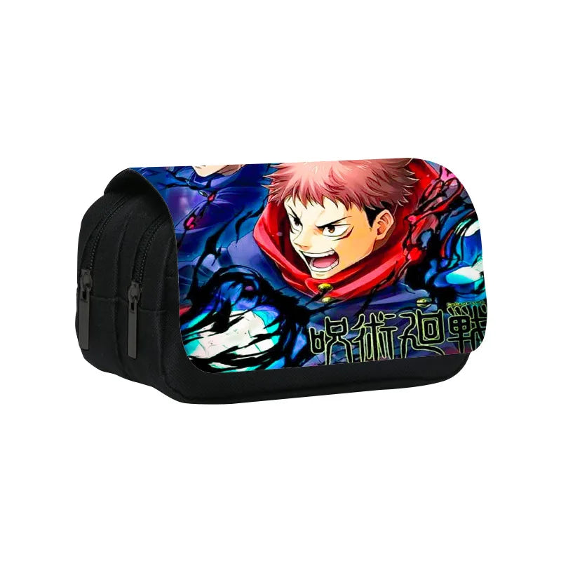 Trousse de rangement noire avec imprimé Yuji Itadori bleu